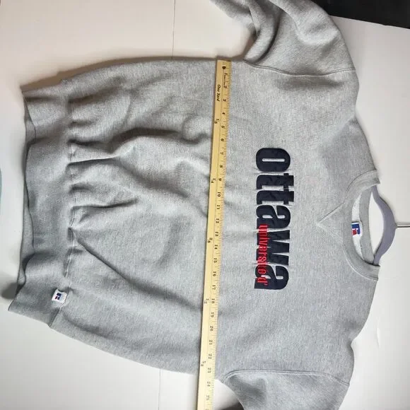 Vtg Russell Ottawa University Sweatshirt Mens XL Gray Embroidered Made USA READ - Picture 7 of 10